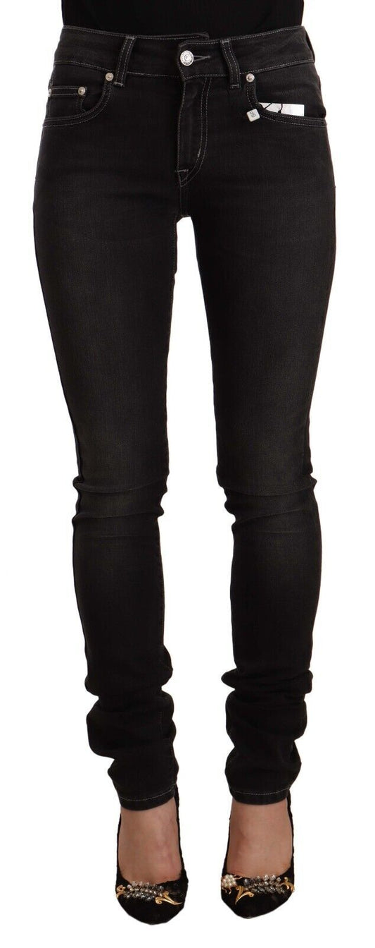 GF Ferre – Schwarze Skinny-Jeans aus Baumwolle mit mittlerer Taille und schmaler Passform