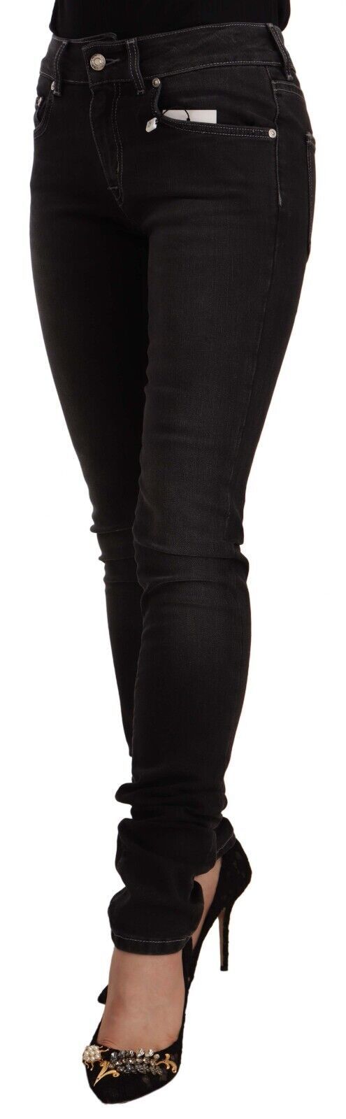 GF Ferre – Schwarze Skinny-Jeans aus Baumwolle mit mittlerer Taille und schmaler Passform