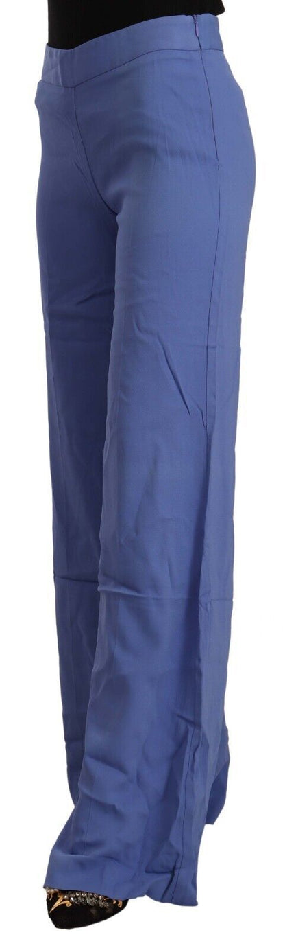 PAROSH – Blaue, hoch taillierte Viskosehose mit geradem, weitem Bein