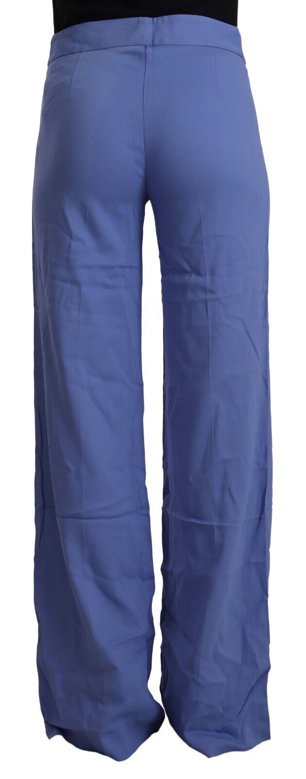 PAROSH – Blaue, hoch taillierte Viskosehose mit geradem, weitem Bein