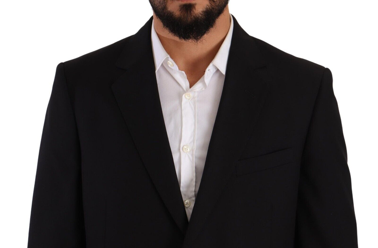 Domenico Tagliente – Schwarzer, einreihiger Anzug aus Polyester