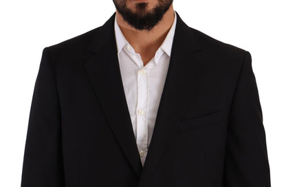 Domenico Tagliente – Schwarzer, einreihiger Anzug aus Polyester