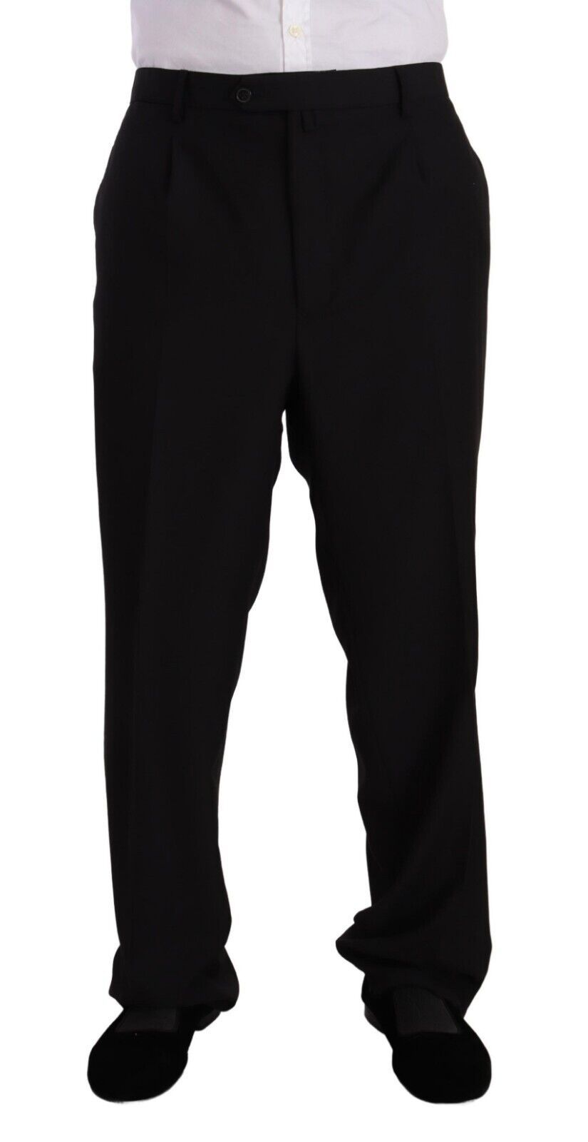 Domenico Tagliente – Schwarzer, einreihiger Anzug aus Polyester