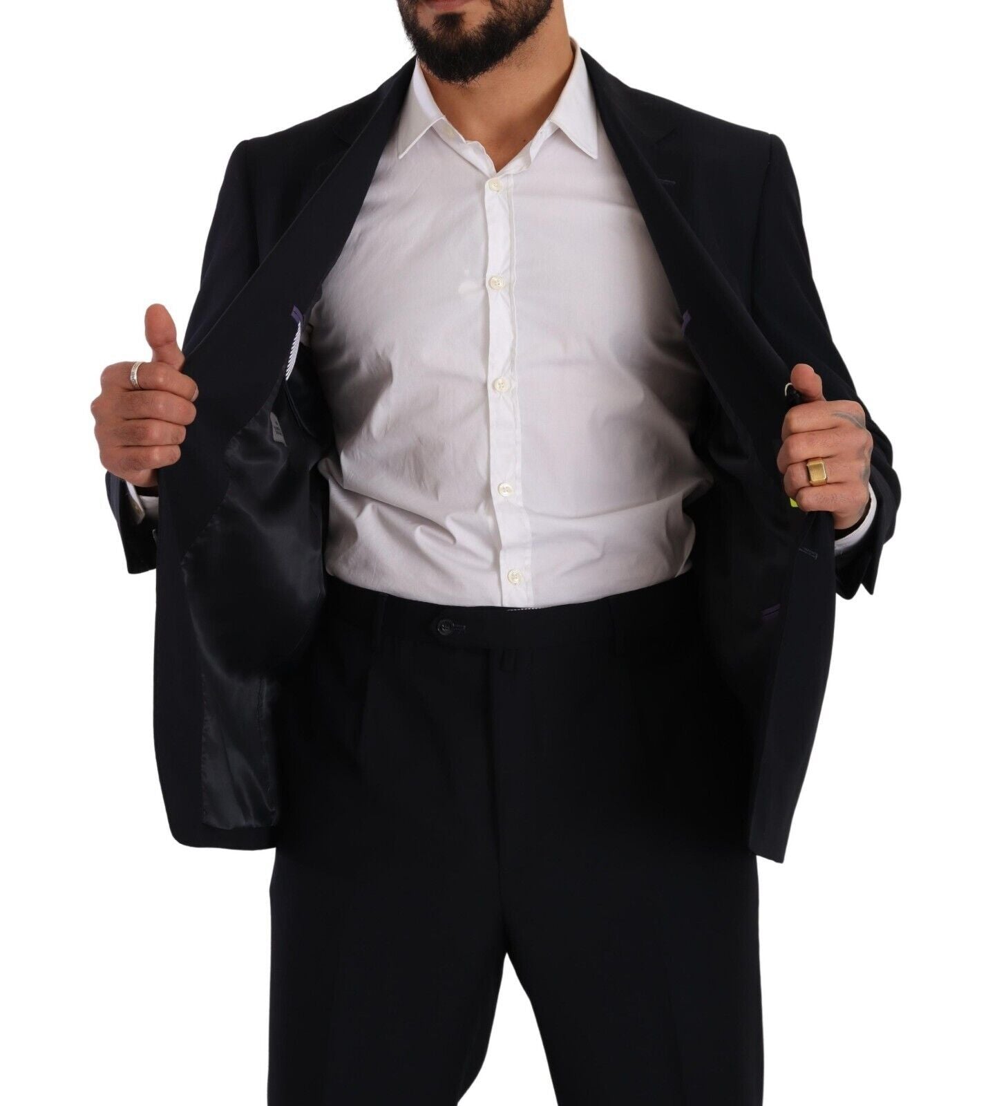 Domenico Tagliente – Blauer, einreihiger Anzug aus Polyester