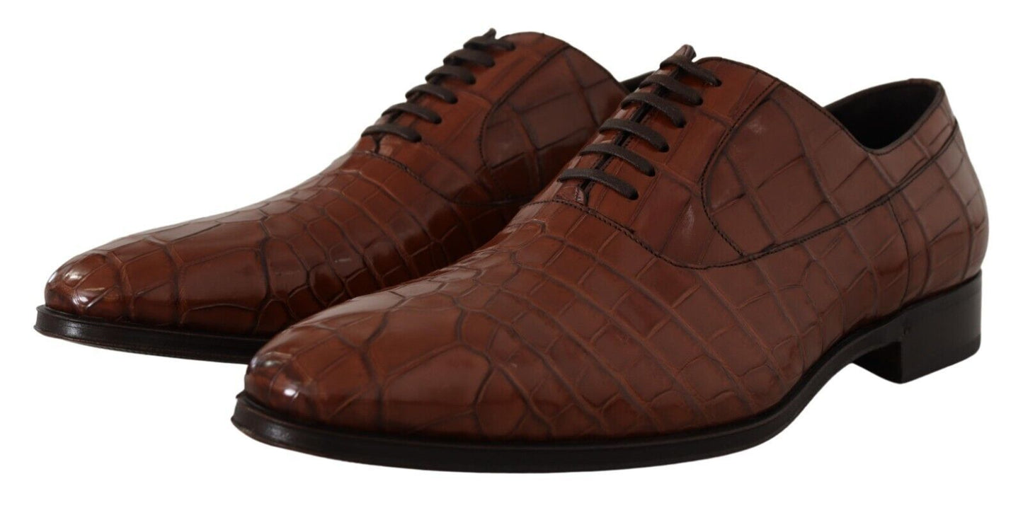Dolce &amp; Gabbana – Formelle Derby-Schuhe für Herren aus braunem Krokodilleder