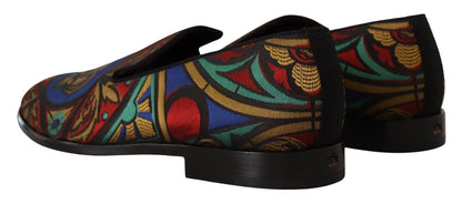 Dolce &amp; Gabbana – Mehrfarbige Jacquard-Hausschuhe mit Kronenmotiv, Halbschuhe