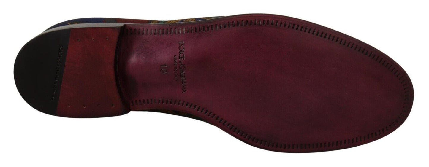 Dolce &amp; Gabbana – Mehrfarbige Jacquard-Hausschuhe mit Kronenmotiv, Halbschuhe