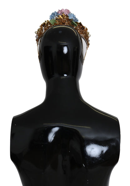 Dolce &amp; Gabbana Gold Kristall Lila Hortensia Stirnband Krone Diadem