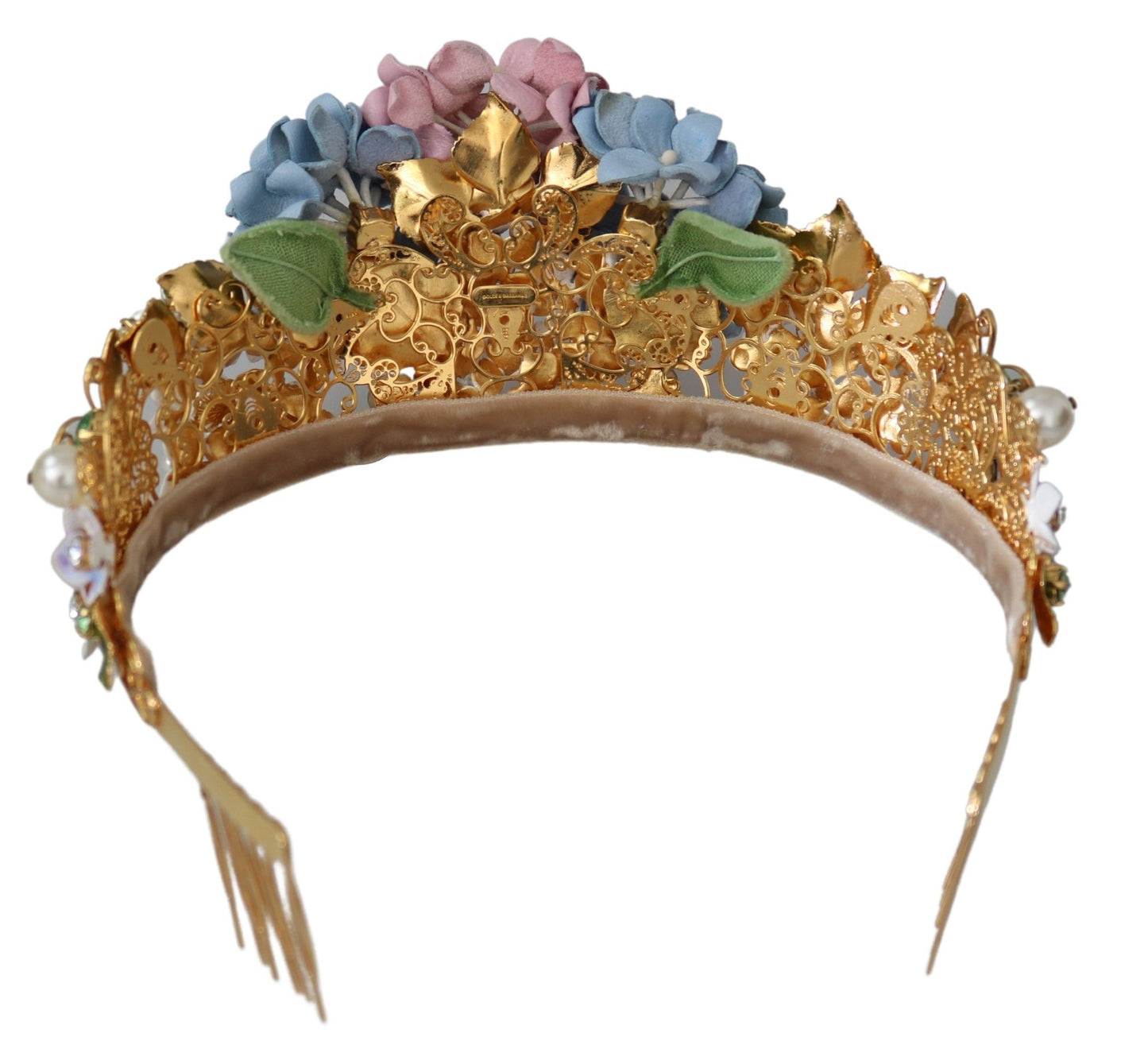 Dolce &amp; Gabbana Gold Kristall Lila Hortensia Stirnband Krone Diadem