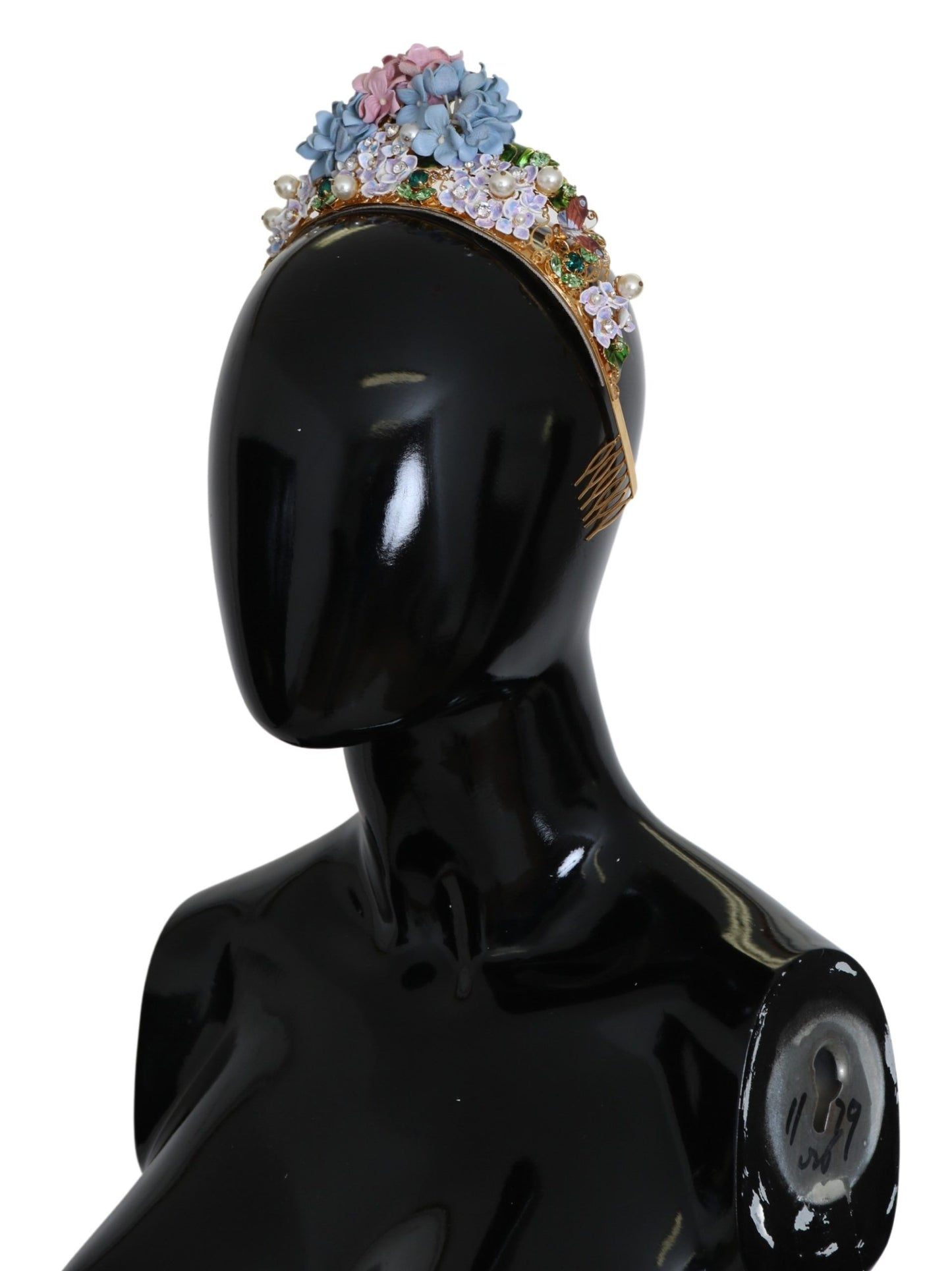 Dolce &amp; Gabbana Gold Kristall Lila Hortensia Stirnband Krone Diadem