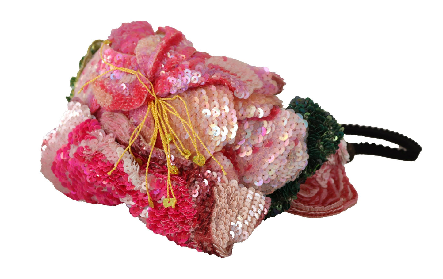 Dolce &amp; Gabbana – Mehrfarbiges, paillettenbesetztes Lurex-Haarband in Schwarz