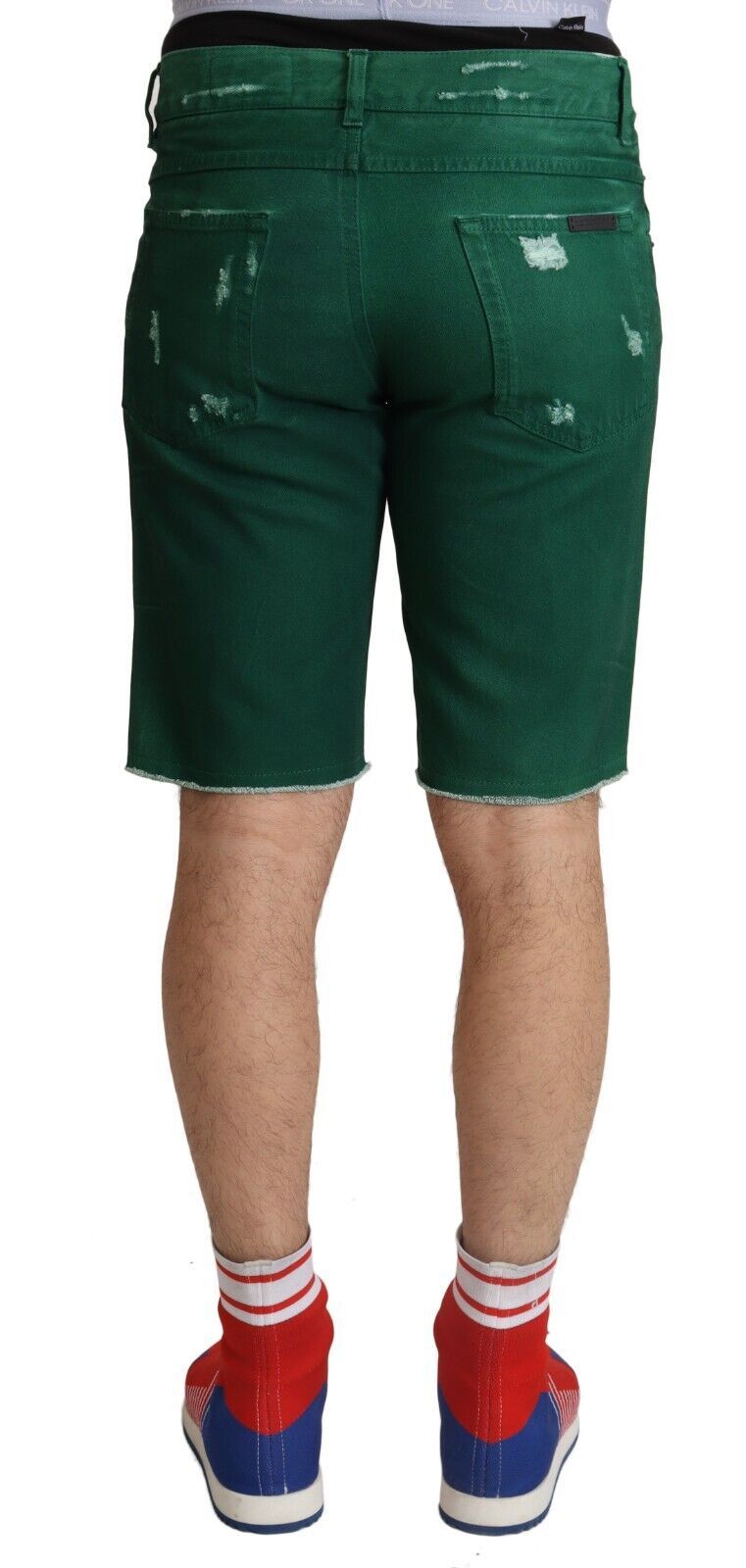 Dolce &amp; Gabbana Grüne zerfetzte Baumwoll-Bermudashorts für Herren