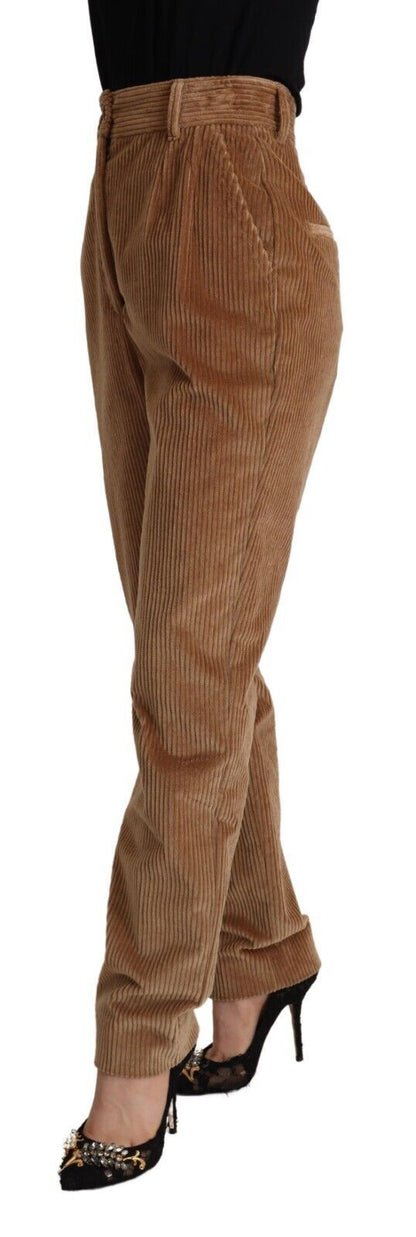 Dolce &amp; Gabbana – Enge Hose aus braunem Baumwollcord mit hoher Taille