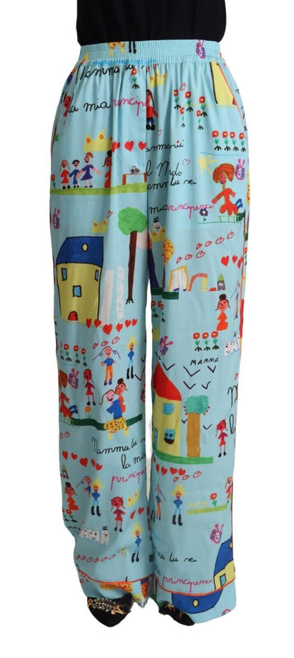 Dolce &amp; Gabbana Hellblaue Hose mit weitem Bein und mittlerer Taille