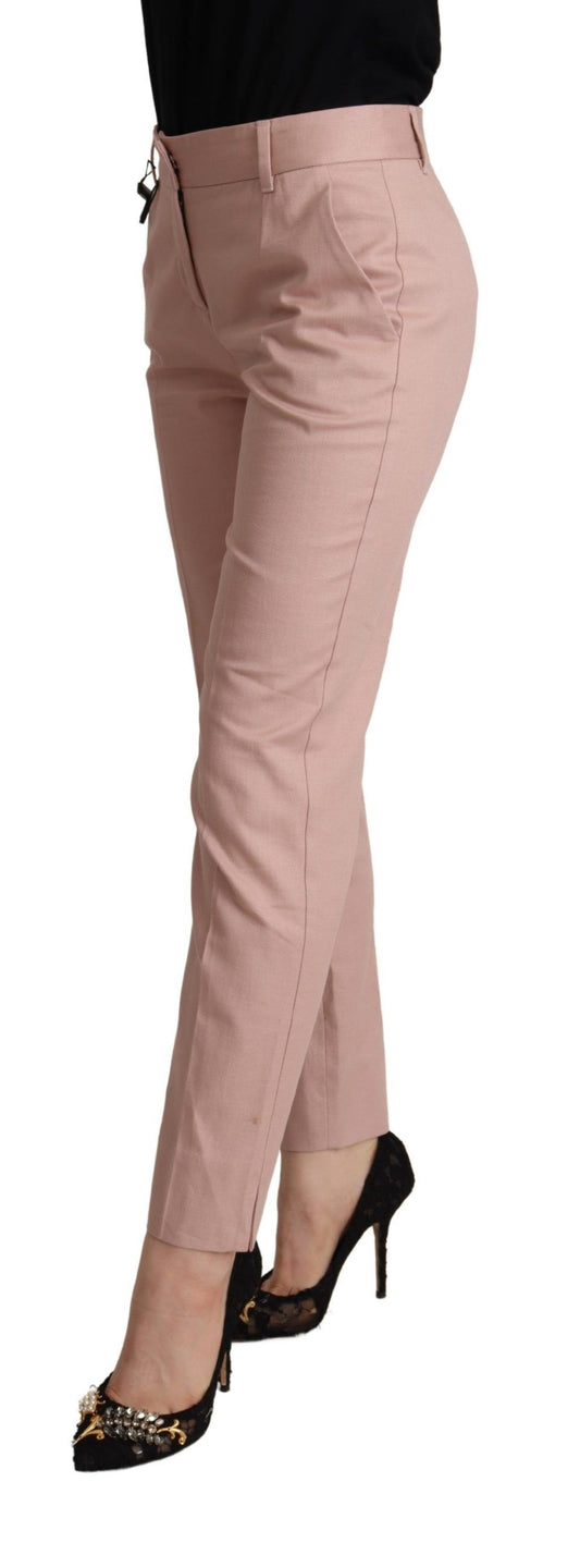 Dolce &amp; Gabbana – Tapered-Hose aus Baumwolle mit mittlerer Taille, Rosa