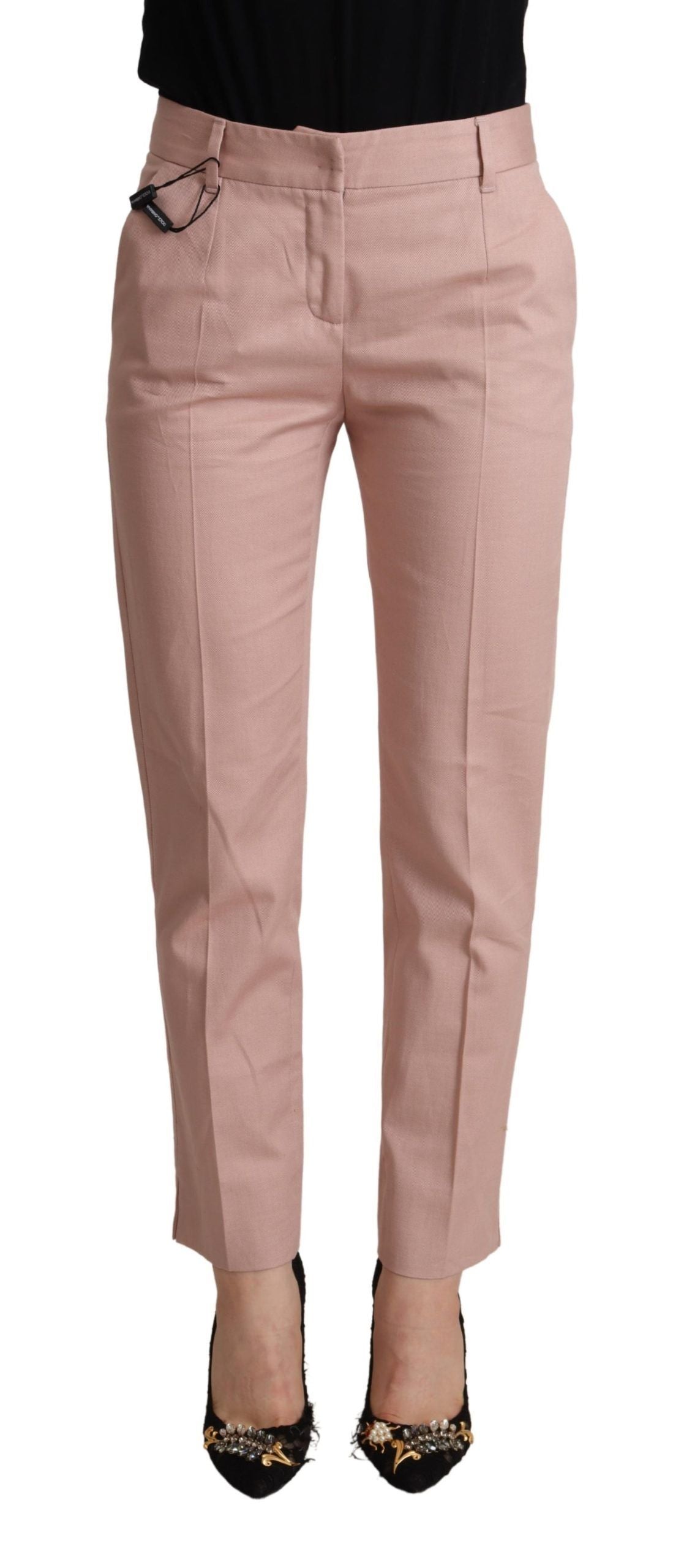 Dolce &amp; Gabbana – Tapered-Hose aus Baumwolle mit mittlerer Taille, Rosa