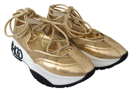 Jimmy Choo Golden Glamour Mesh-Leder-Sneaker