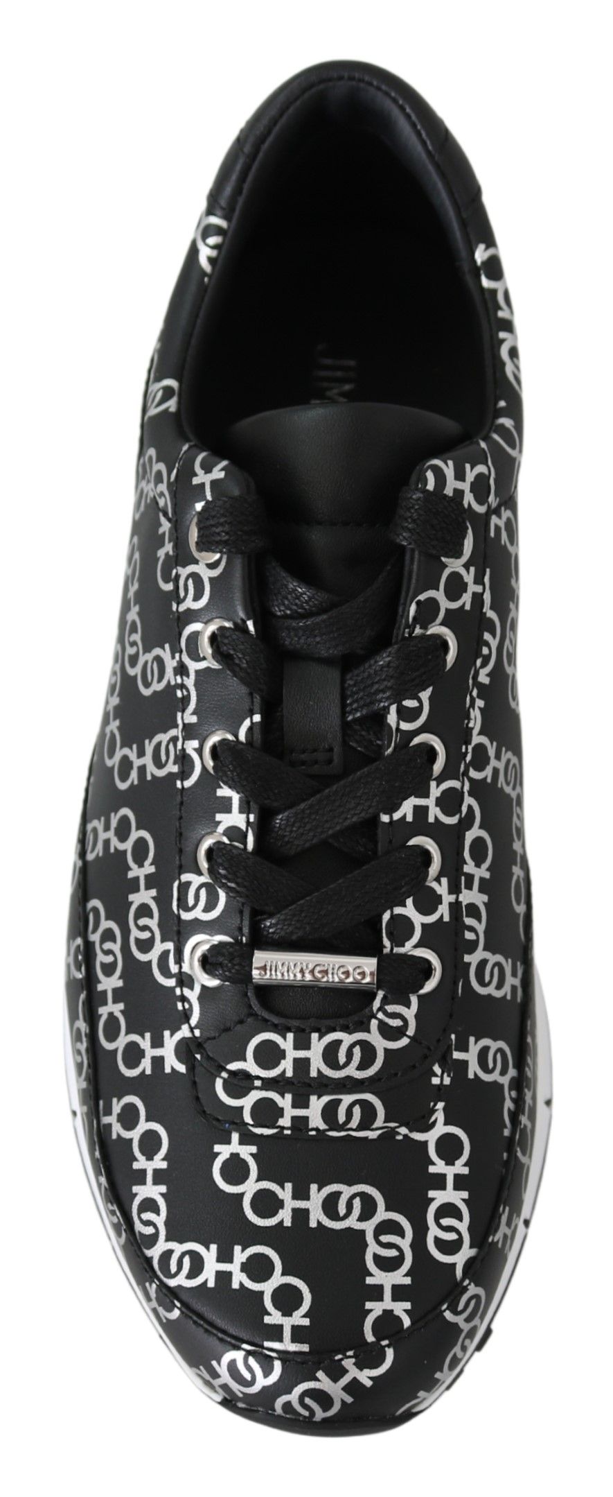 Jimmy Choo Elegante schwarze und silberne Ledersneaker