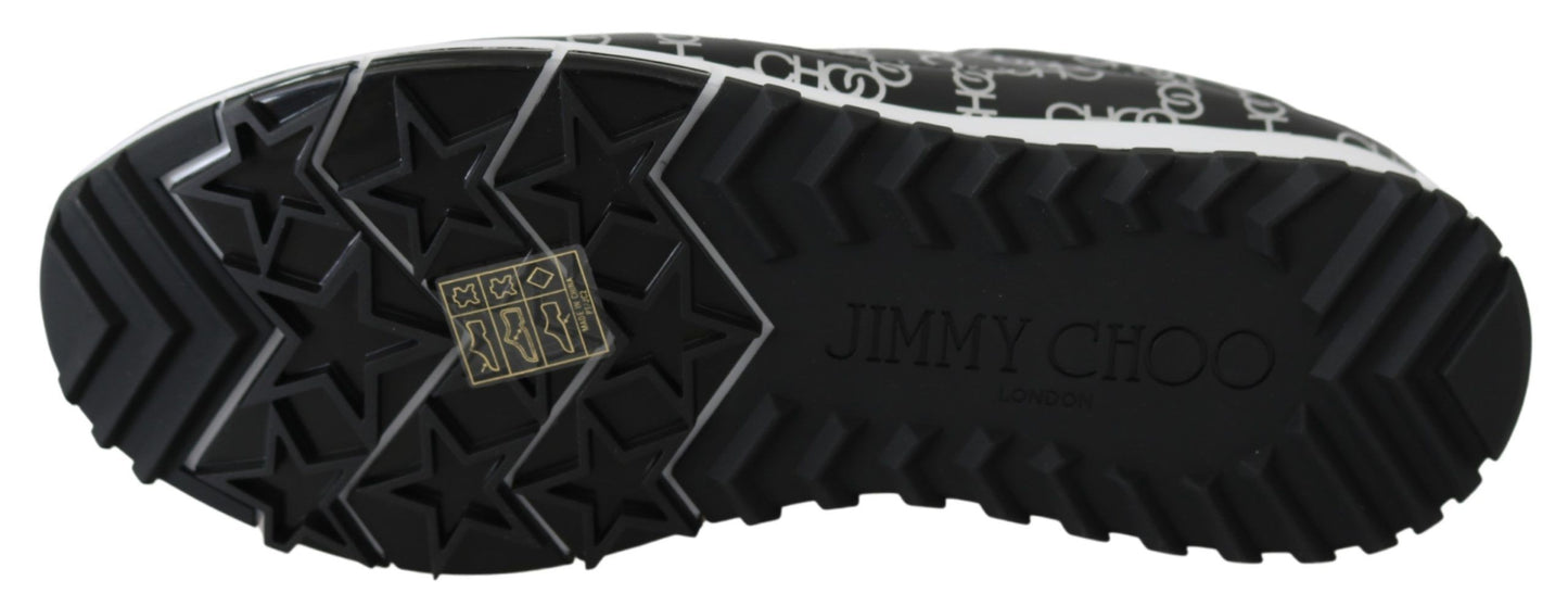 Jimmy Choo Elegante schwarze und silberne Ledersneaker