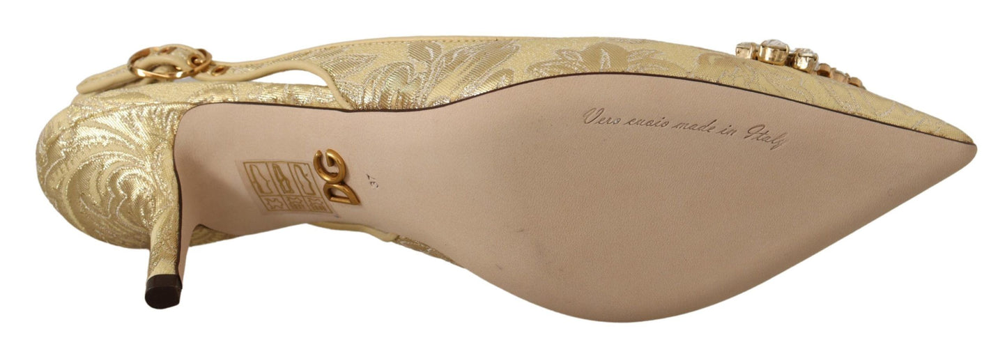 Dolce &amp; Gabbana Gold Kristall Slingbacks Pumps Heels Schuhe