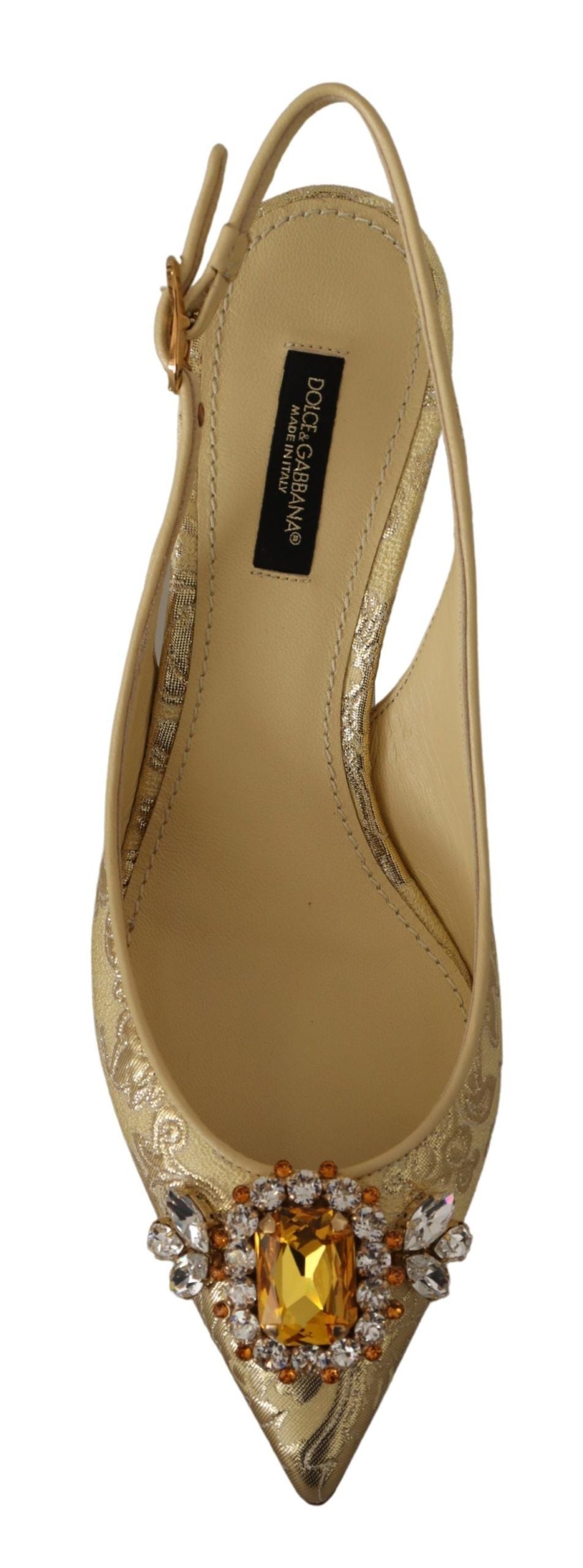 Dolce &amp; Gabbana Gold Kristall Slingbacks Pumps Heels Schuhe