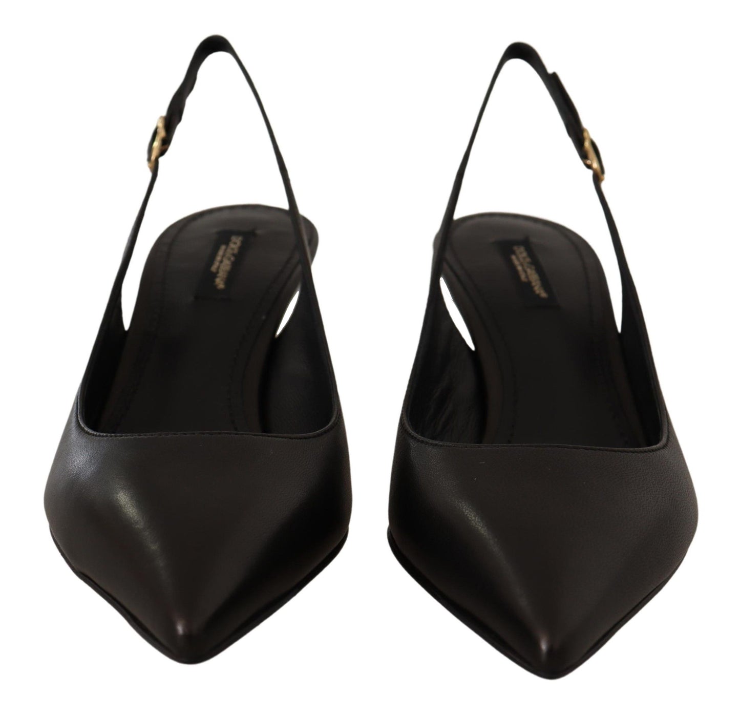 Dolce &amp; Gabbana Schwarze Leder Slingbacks Heels Pumps Schuhe