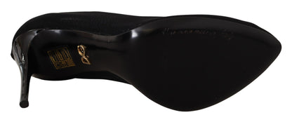 Dolce &amp; Gabbana Schwarze Stretch-Stiefel aus Tüll