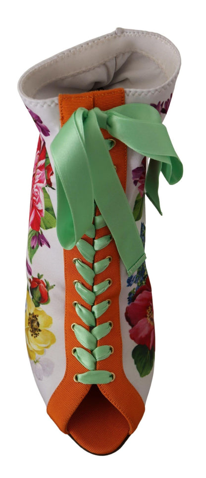 Dolce &amp; Gabbana Weiße Jersey-Stretchstiefel mit offenen Zehen und Absätzen