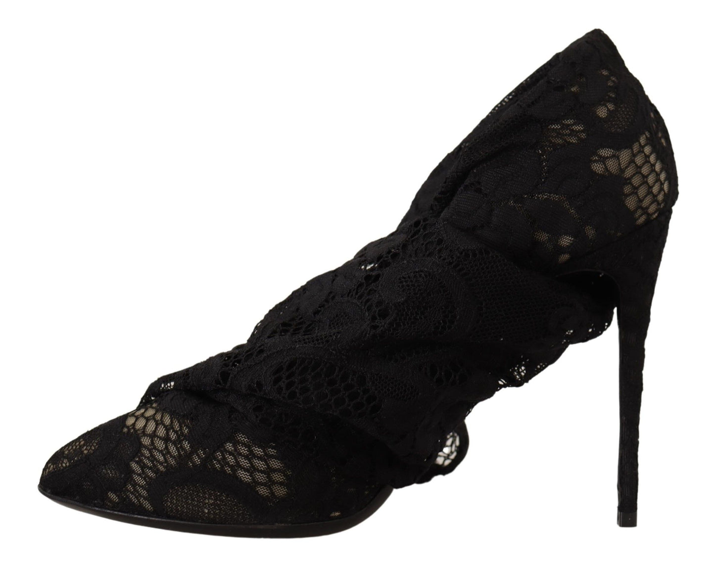 Dolce &amp; Gabbana Schwarze Stretch-Socken Taormina Spitzenstiefel Schuhe