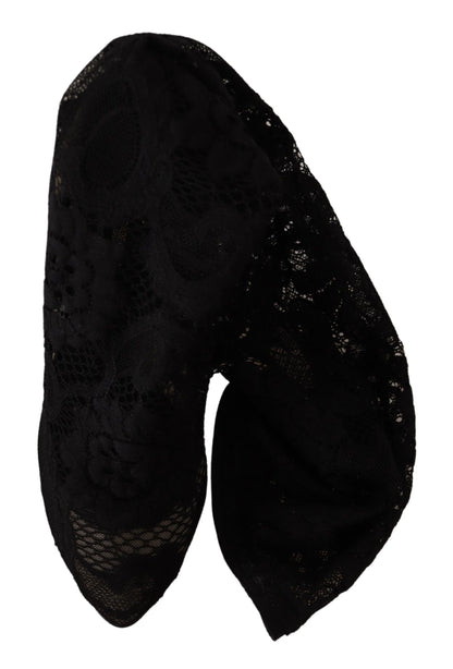 Dolce &amp; Gabbana Schwarze Stretch-Socken Taormina Spitzenstiefel Schuhe