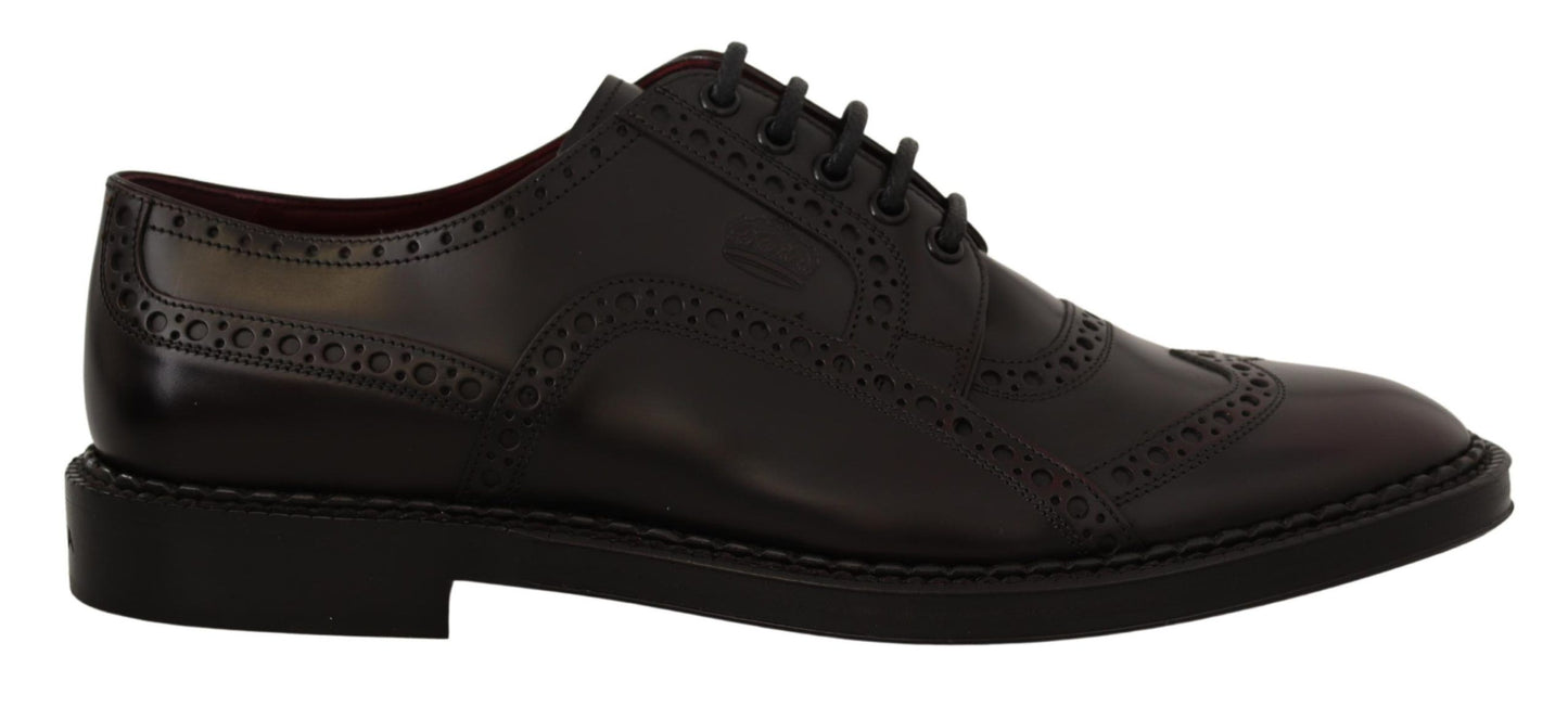 Dolce &amp; Gabbana – Lilafarbene Oxford-Schuhe aus Leder mit Flügelkappe