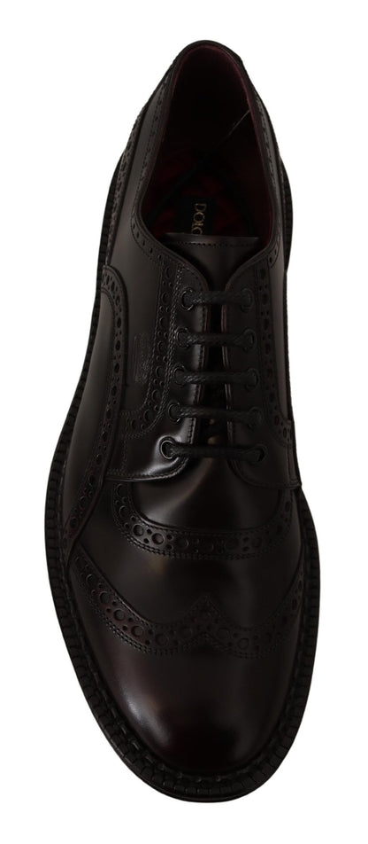 Dolce &amp; Gabbana – Lilafarbene Oxford-Schuhe aus Leder mit Flügelkappe