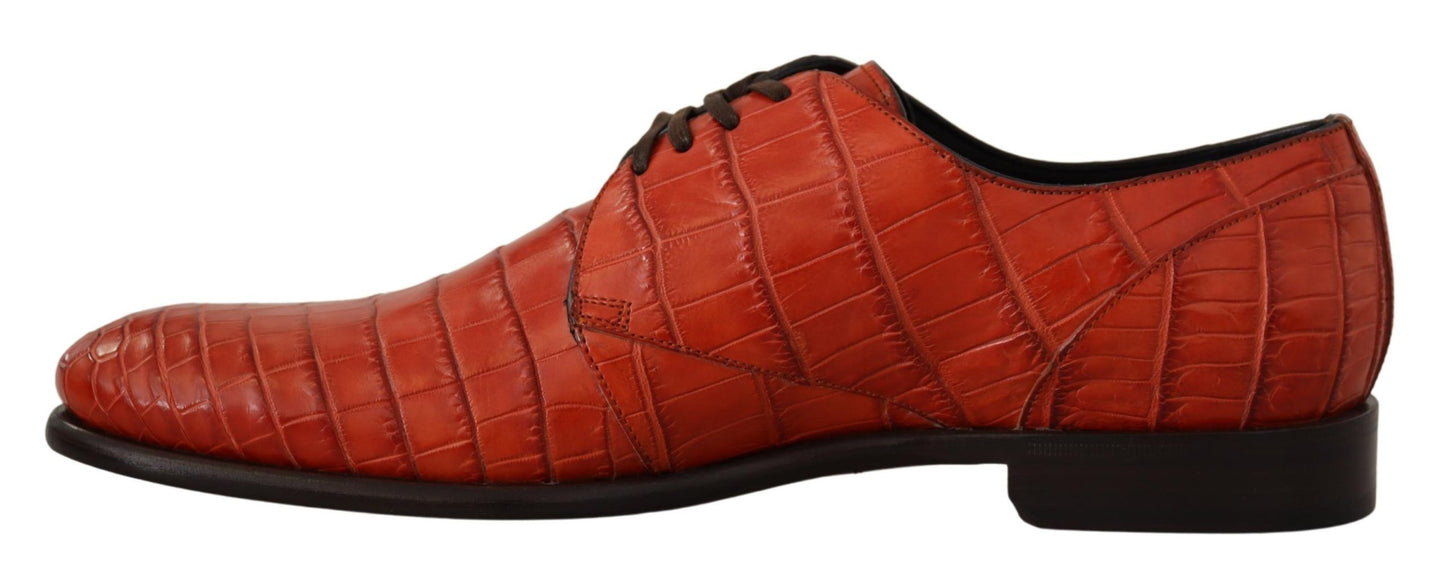 Dolce &amp; Gabbana – Orangefarbene Derby-Schuhe aus exotischem Leder