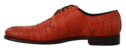 Dolce &amp; Gabbana – Orangefarbene Derby-Schuhe aus exotischem Leder