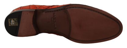 Dolce &amp; Gabbana – Orangefarbene Derby-Schuhe aus exotischem Leder