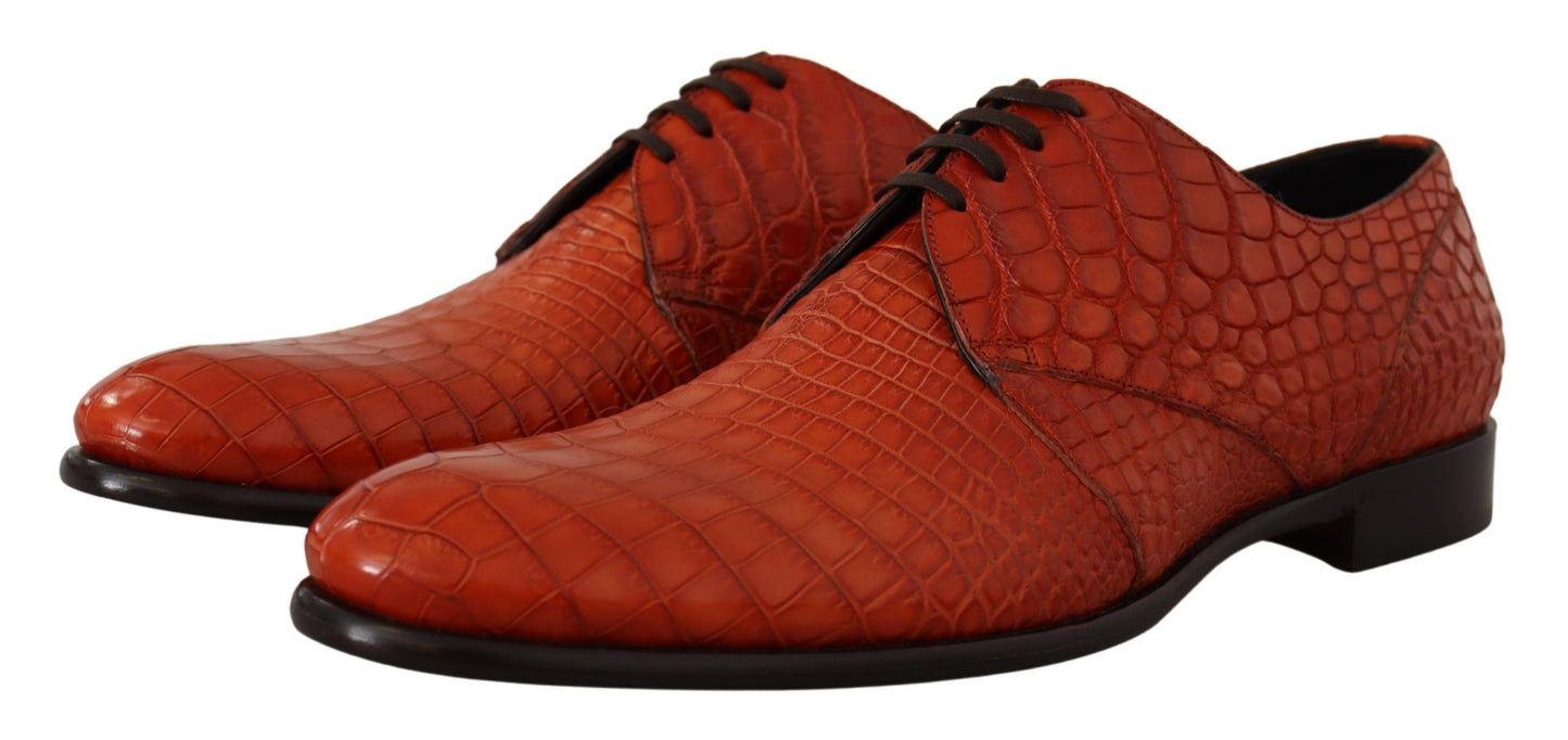 Dolce &amp; Gabbana – Orangefarbene Derby-Schuhe aus exotischem Leder