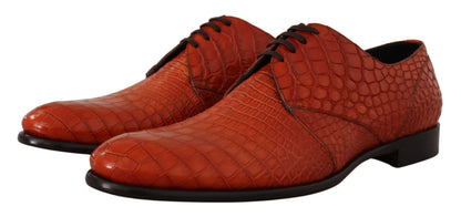 Dolce &amp; Gabbana – Orangefarbene Derby-Schuhe aus exotischem Leder
