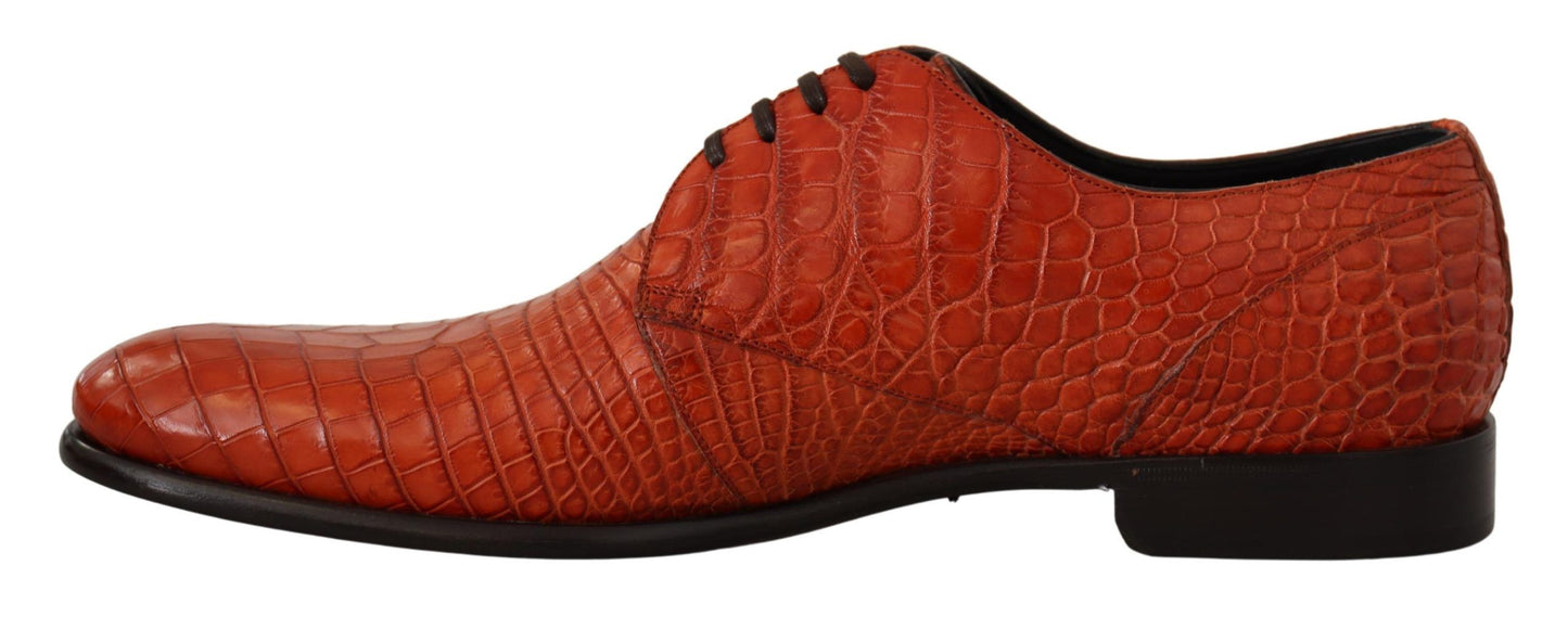 Dolce &amp; Gabbana – Orangefarbene Derby-Schuhe aus exotischem Leder