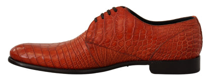 Dolce &amp; Gabbana – Orangefarbene Derby-Schuhe aus exotischem Leder