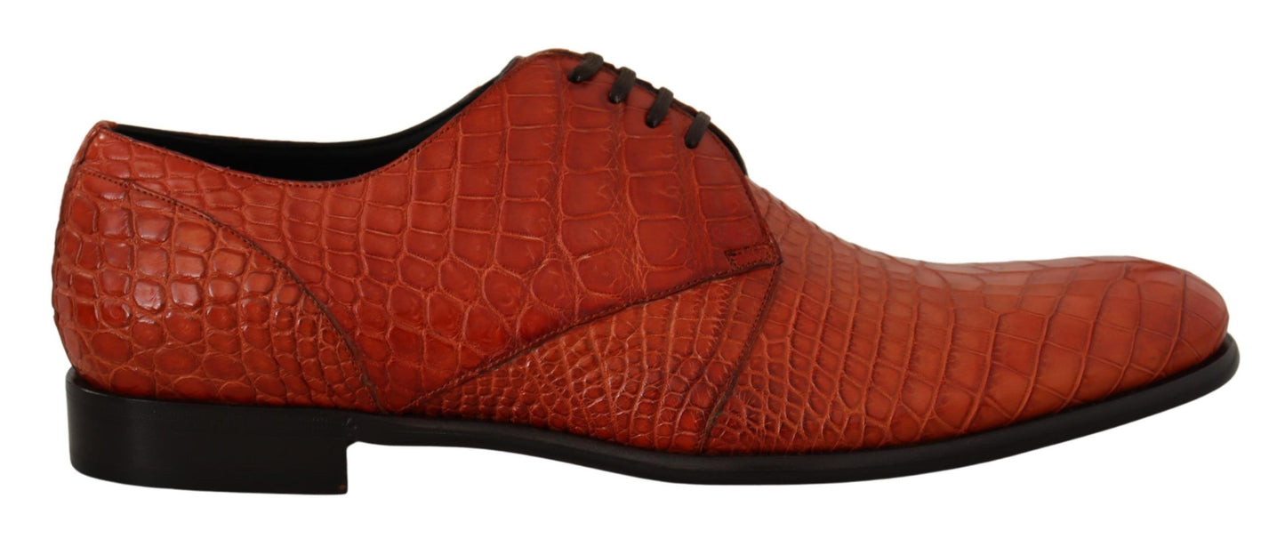 Dolce &amp; Gabbana – Orangefarbene Derby-Schuhe aus exotischem Leder