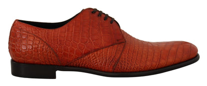 Dolce &amp; Gabbana – Orangefarbene Derby-Schuhe aus exotischem Leder