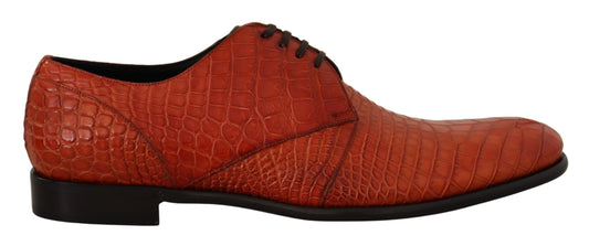 Dolce &amp; Gabbana – Orangefarbene Derby-Schuhe aus exotischem Leder