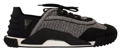 Dolce &amp; Gabbana – NS1 – Sneaker mit Schnürung aus schwarzem und grauem Stoff