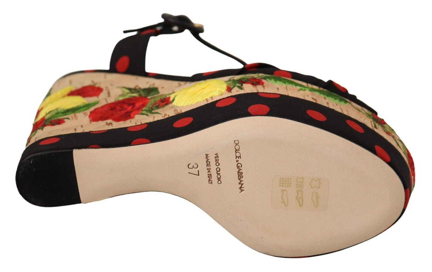 Dolce &amp; Gabbana Mehrfarbige Plateau-Wedgesandalen Charmeuse-Schuhe