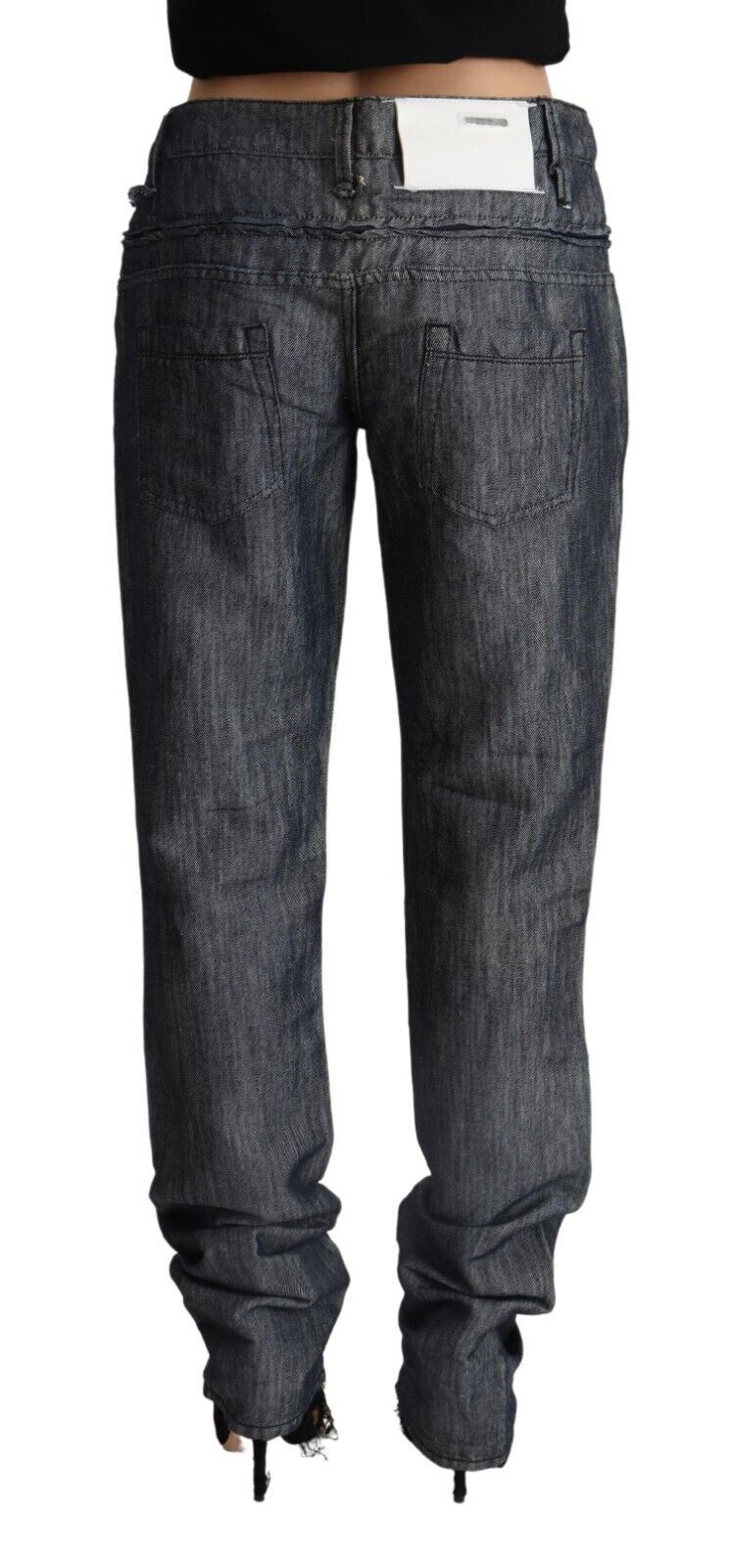 Acht Dunkelgraue Ramie-Jeans mit mittelbreiter Taille und geradem Schnitt