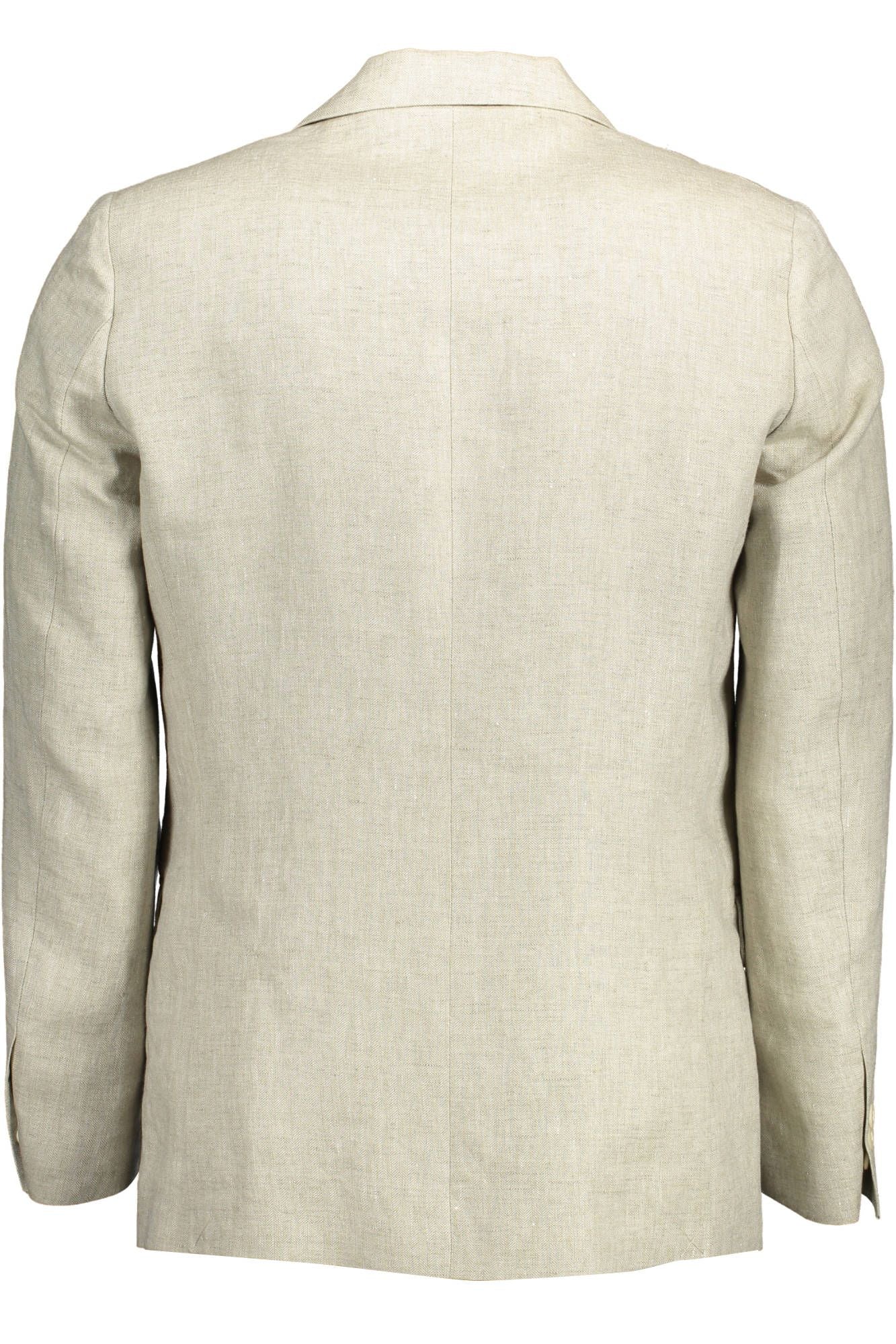 Gant – Klassische Leinenjacke in Beige mit Logodetails