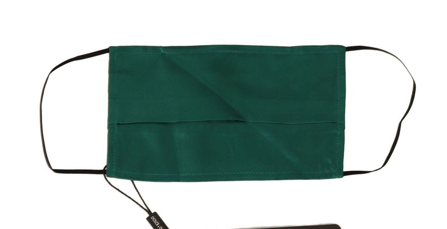 Dolce &amp; Gabbana – Grüne Gesichtsmaske aus plissierter Seide mit elastischem Ohrschlaufenband