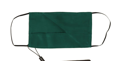 Dolce &amp; Gabbana – Grüne Gesichtsmaske aus plissierter Seide mit elastischem Ohrschlaufenband