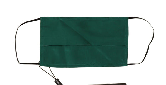 Dolce &amp; Gabbana – Grüne Gesichtsmaske aus plissierter Seide mit elastischem Ohrschlaufenband