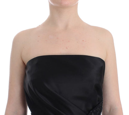 Masha Ma – Schwarzes, trägerloses, verziertes Bleistiftkleid